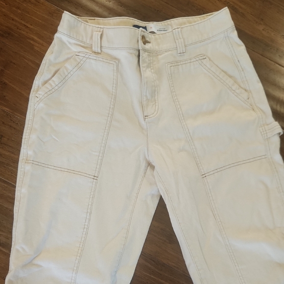Old Navy Cream High-Rise Straight Pants - Picture 2 of 4